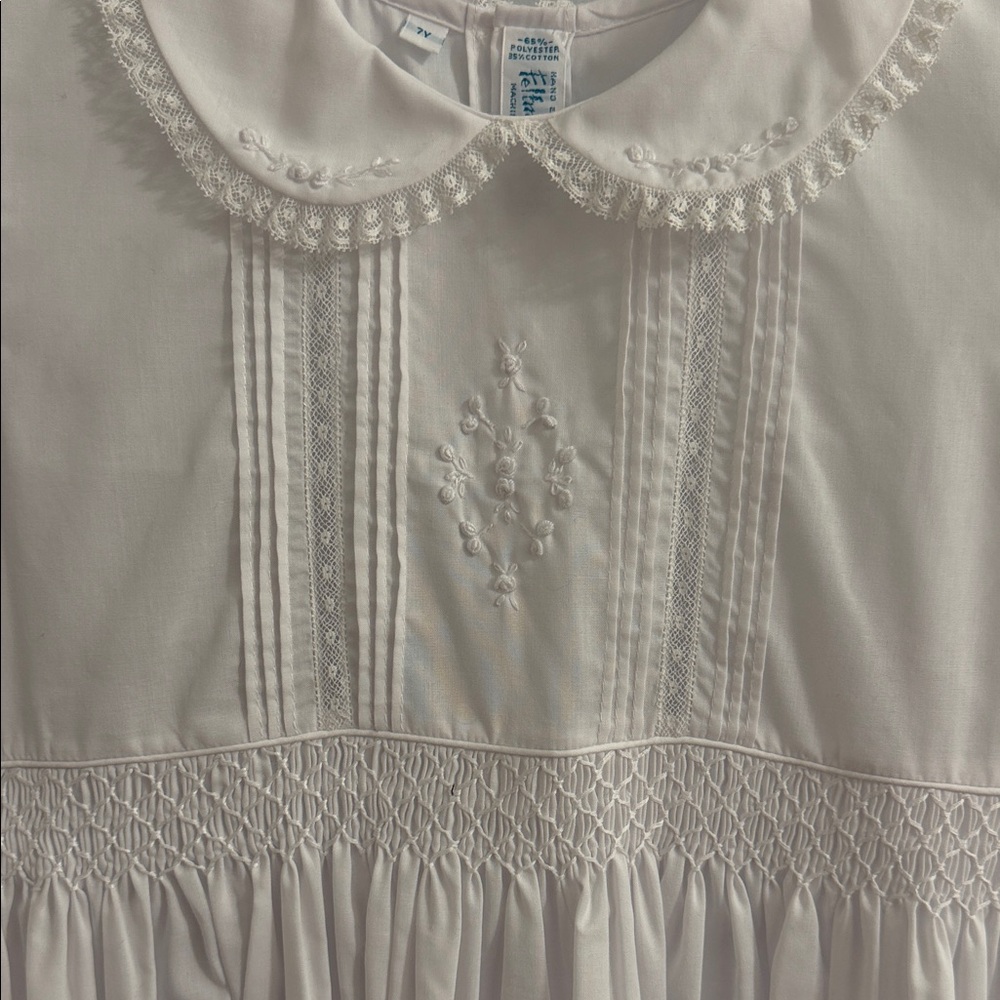 Beautiful Feltman Bros White Smocked Dress with Embroidered Detail - Picture 3 of 13